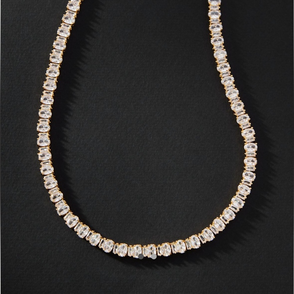 Anthropologie classic tennis necklace gold